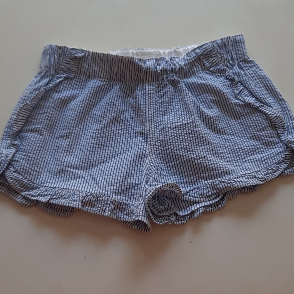 Crewcuts 10 blue white seersucker ruffle shorts